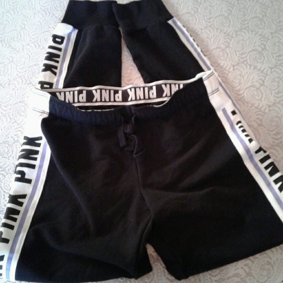 PINK Victoria's Secret Pants - 🌺 VS PINK Black Joggers w/Stripes